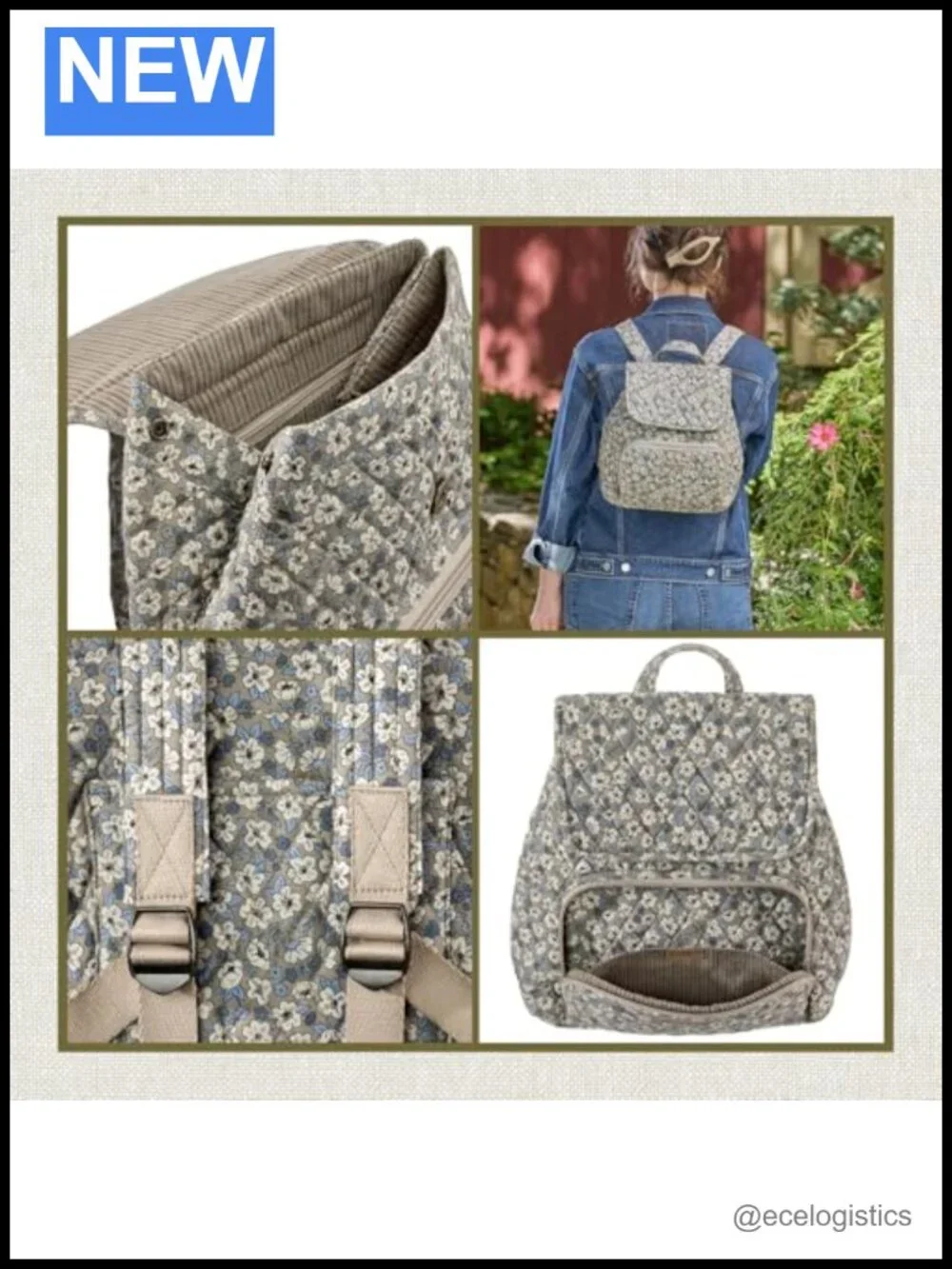 Quilted Mini Backpack Purse for Women, Hands-Free Bag with 6 Pockets